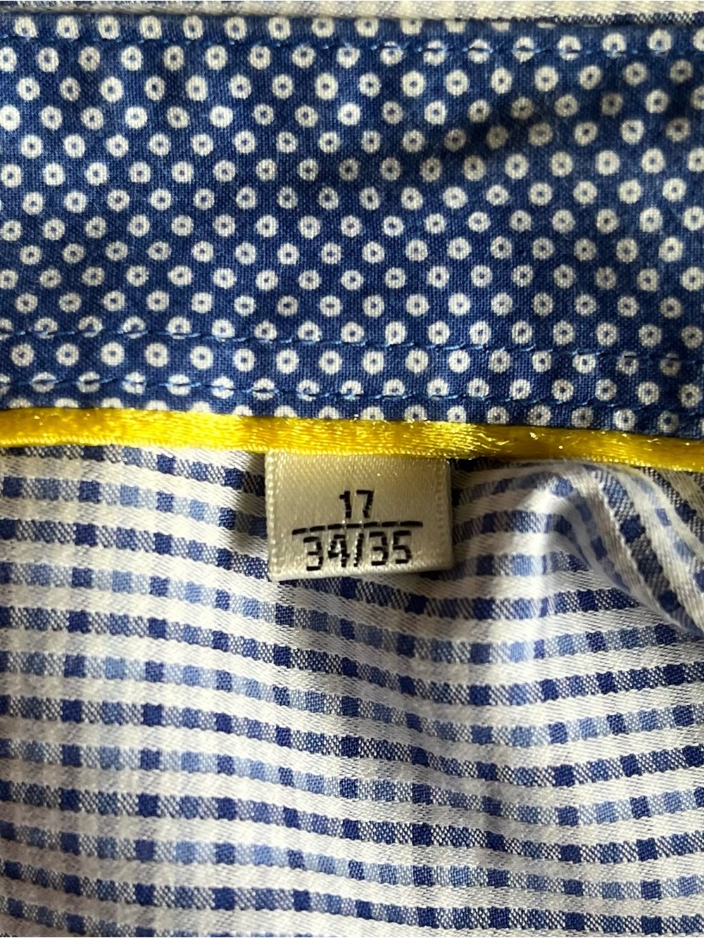 Bugatchi Uomo size 17:34/35 Blue Micro-Check Dress Shirt - Picture 4 of 9